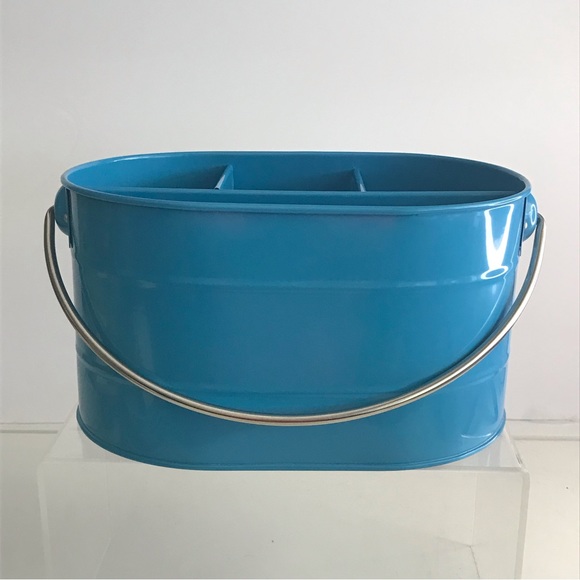 TARGET - Turquoise Enameled Metal Utensil Caddy & Countertop Flatware Organizer - Picture 1 of 16